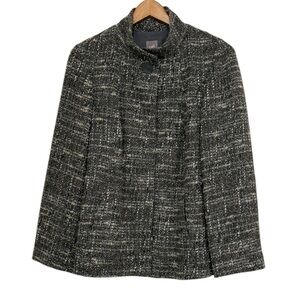 J. Jill Woman's Jacket Blazer Size Medium Gray Tweed